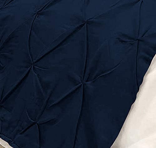 Bed Runner Set - 100% Pure Cotton 800 Thread Count - Luxury 1 Pinch Pleated Bed Runner and 2 Pillow Cover - 3 Piece Pinch Pleated Bed Runner Set King, Navy Blue