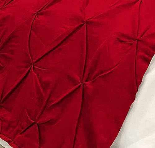 Bed Runner Set - 100% Pure Cotton 800 Thread Count - Luxury 1 Pinch Pleated Bed Runner and 2 Pillow Cover - 3 Piece Pinch Pleated Bed Runner Set Queen, Red