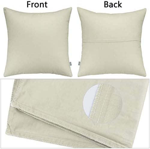 4-Pack 100% Cotton Comfortable Solid Decorative Throw Pillow Case,Thmyo Square Cushion Cover Pillowcase Sublimation Blank Pillow Covers DIY Throw Pillowcase for Sofa Bedroom(16x16 inch/ 40x40cm,Beige)
