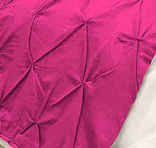 Bed Runner Set - 100% Pure Cotton 800 Thread Count - Luxury 1 Pinch Pleated Bed Runner and 2 Pillow Cover - 3 Piece Pinch Pleated Bed Runner Set Twin, Hot Pink