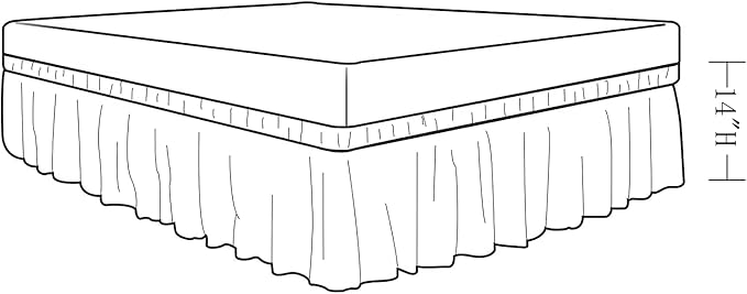 MEILA Wrap Around Bed Skirt Three Fabric Sides Elastic Dust Ruffled 14 Inch Tailored Drop,Easy to Install Fade Resistant-White, Queen/King
