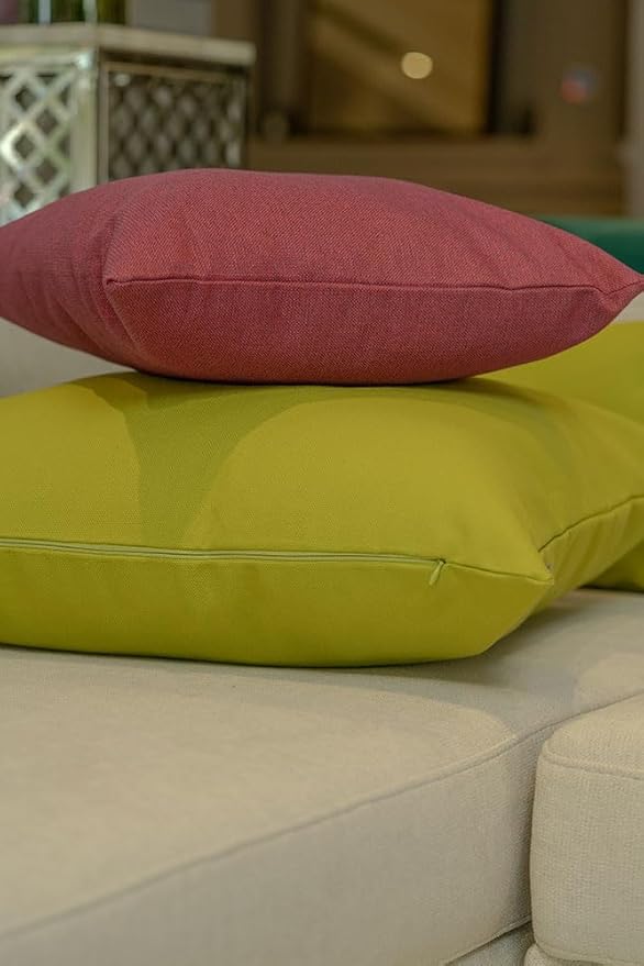Haven & Glow Decorative Throw Pillow Cover – Square Cushion Case with Zipper | Modern Sofa, Couch & Bed Accent Pillow Covers for Living Room, Bedroom & Home Decor | 24 x 24 Inch – Green – Pack of 2