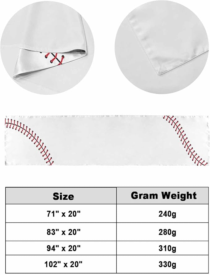 Baseball Sports Texture Bed Runners for Bedroom Hotel,Decorative Bedding Scarf White Red Lines Bed End Blanket Bedding Runner Scarves for King Size Bed,102x20in