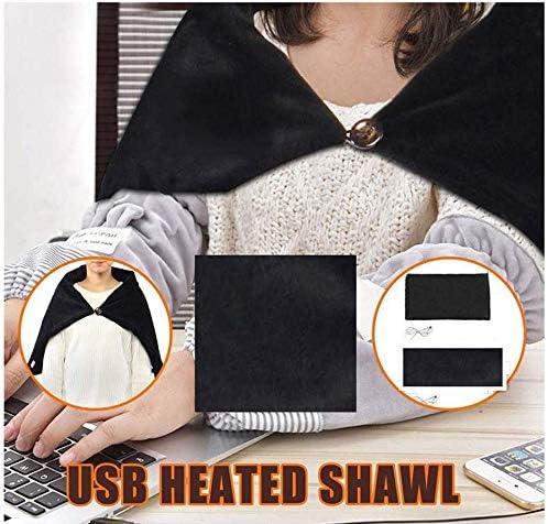 USB Heated Blanket/Shawl/Throws, 35"X23" Flannel Heating Cushion Pad Blanket for All Occasions Including Outdoor - 3 Heat Settings and 3-Hour Auto-Off (Gray)