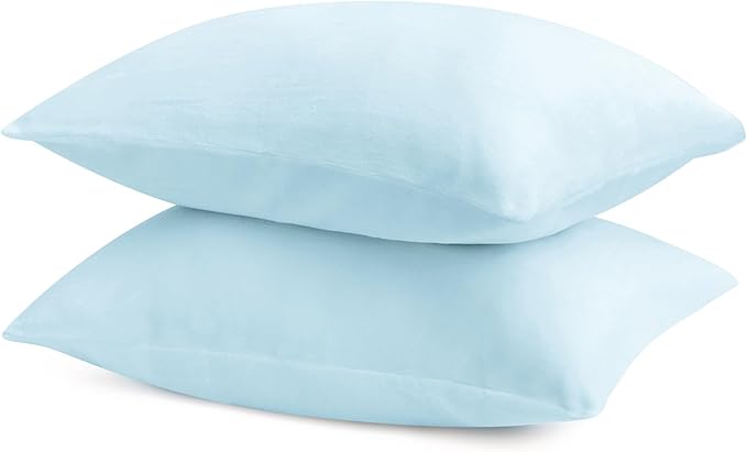 BEDELITE Flannel King Size Pillow Cases Set of 2, Super Soft Fleece Pillowcases with Zipper for Bedroom, Sofa, Couch,Luxury Cozy Fuzzy Velvet Pillow Shams for All Seasons(20x36 Inches,Blue)