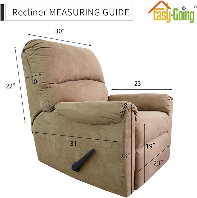 Easy-Going Recliner Stretch Sofa Slipcover Sofa Cover 4-Pieces Furniture Protector Couch Soft with Elastic Bottom,Polyester Spandex Jacquard Fabric Small Checks(Recliner,Bluestone)