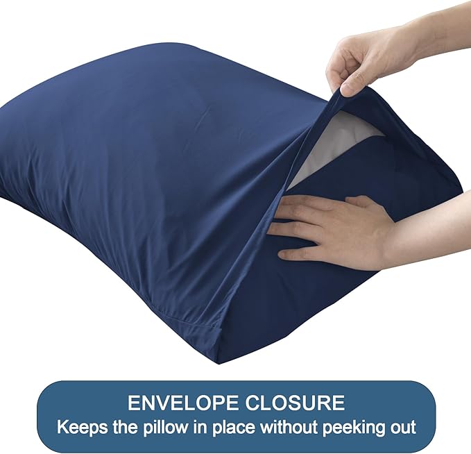 SPRINGSPIRIT Sleeper Sofa Queen Sheets Set, 4 Piece Bed Sheets Set Up to 8" Deep Pockets, Extra Soft and Breathable Bedding Sheets, Navy