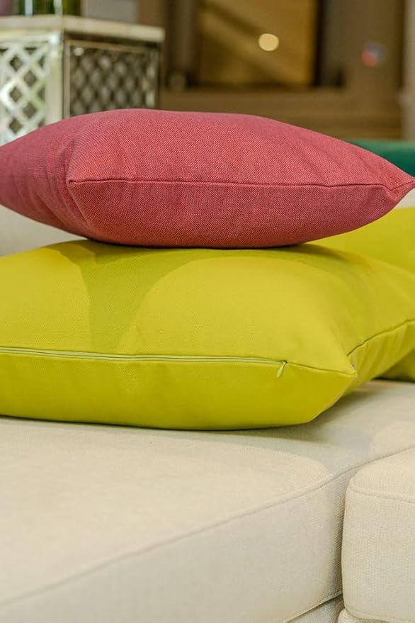 Haven & Glow Decorative Throw Pillow Cover – Square Cushion Case with Zipper | Modern Sofa, Couch & Bed Accent Pillow Covers for Living Room, Bedroom & Home Decor | 18 x 18 Inch – Pink – Pack of 2