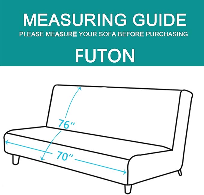 U-NICE HOME Futon Sofa Covers Reversible Sofa Slipcover Armless Cover Furniture Protector Couch Cover Water Resistant (Futon, Black/Black)