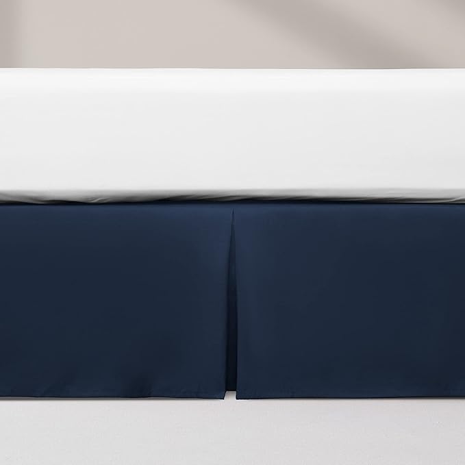 SONIVE Queen Bed Skirt,15" Drop Pleated Dust Ruffle,Classic Tailored Easy Fit Brushed Microfiber Skirts Hotel Quality Shrinkage & Fade Resistant Navy Blue