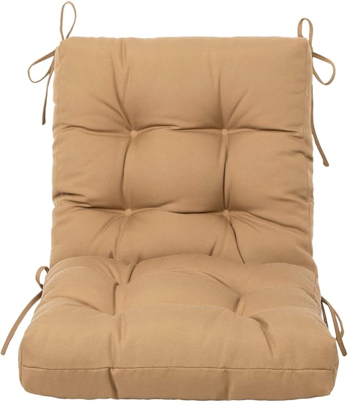 ARTPLAN Seat/Back Outdoor Chair Cushion,Set of 4 Patio Chair Cushion with Tie,Tufted Replacement for Patio Furniture,20x20x4 Inches,4 Count