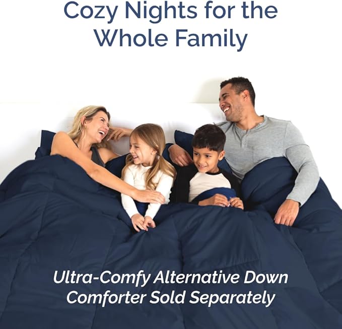Olympic Queen Sheet Set 66x80 - 4 Piece RV Olympic Queen Size Sheets - Soft, Breathable & Cooling - Fits 14” to 16" Mattress w/ Deep Pockets - Comfy Luxury Bedding - Fade & Wrinkle Free - Navy Blue