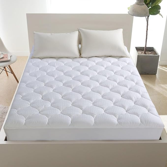 LEISURE TOWN California King Mattress Pad Fitted Quilted Cotton Mattress Cover Cooling Soft Pillow Top Mattress Topper with Down Alternative Filling Mattress Protector with 8-21 Deep Pocket (72x84)