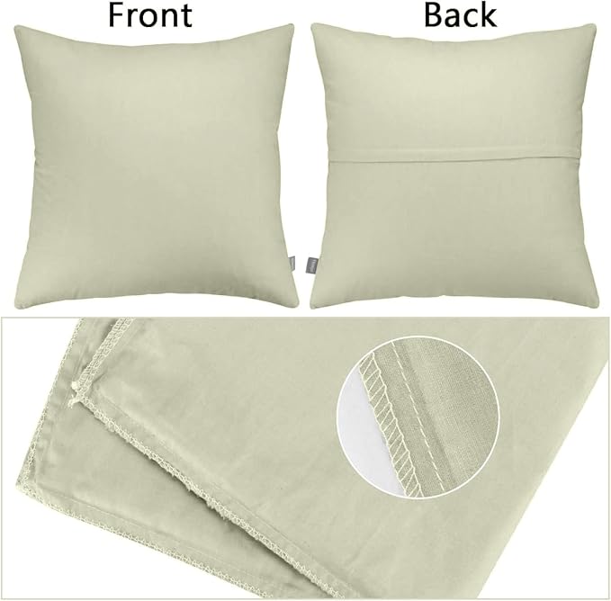 4-Pack 100% Cotton Comfortable Solid Decorative Throw Pillow Case,Thmyo Square Cushion Cover Pillowcase Sublimation Blank Pillow Covers DIY Throw Pillowcase for Sofa Bedroom(20x20 inch/ 50x50cm,Beige)