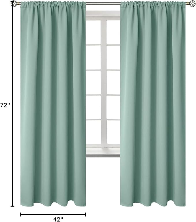 BGment Light Sage Blackout Curtains for Bedroom 72 Inch Length - Rod Pocket Thermal Insulated Room Darkening Drapes for Living Room Dining Privacy, 42 x 72 Inch, 2 Panels