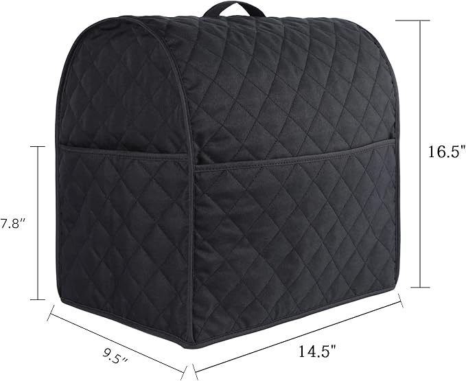 Stand Mixer Cover compatible with Kitchenaid Mixer, Fits All Tilt Head & Bowl Lift Models with 3 Organizer Bag for Accessories. (Black, For Bowl Lift 5-8 Quart)