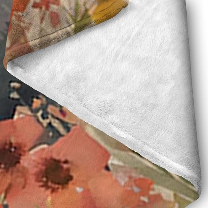 Burn Orange Boho Sunrise Sunset Sun Print Throw Blankets Pink Floral Flower Blanket Modern Abstract Throws Spring Blankets for Couch Boho Decorative Blanket for Sofa Bed Living Room 30"x40"