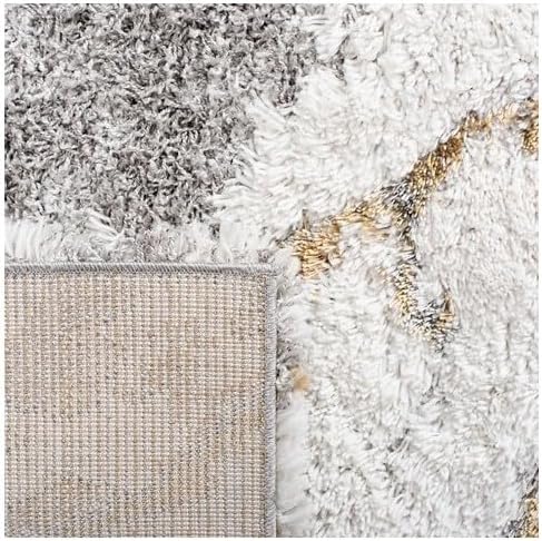 SAFAVIEH Horizon Shag Collection Area Rug - 10' x 14', Grey & Gold, Modern Abstract Design, Non-Shedding & Easy Care, 2.6-inch Thick Ideal for High Traffic Areas in Living Room, Bedroom (HZN890D)