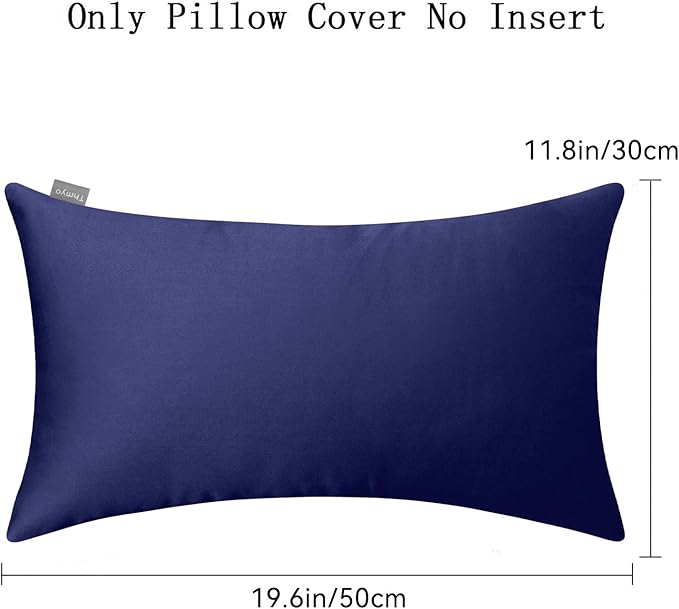 Thmyo 4-Pack 100% Cotton Lumbar Comfortable Solid Decorative Throw Pillow Case Rectangle Cushion Cover Sublimation Blank Pillow Covers Halloween DIY Throw Pillowcase(12x20inch/30x50cm,Dark Blue)