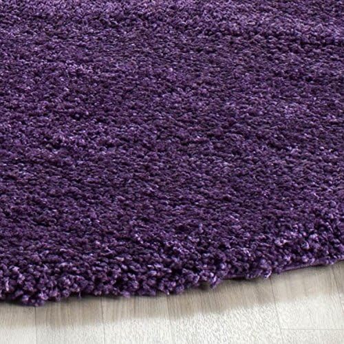 SAFAVIEH Milan Shag Collection 3' Round Purple SG180 Solid Non-Shedding Living Room Bedroom Dining Room Entryway Plush 2-inch Thick Area Rug