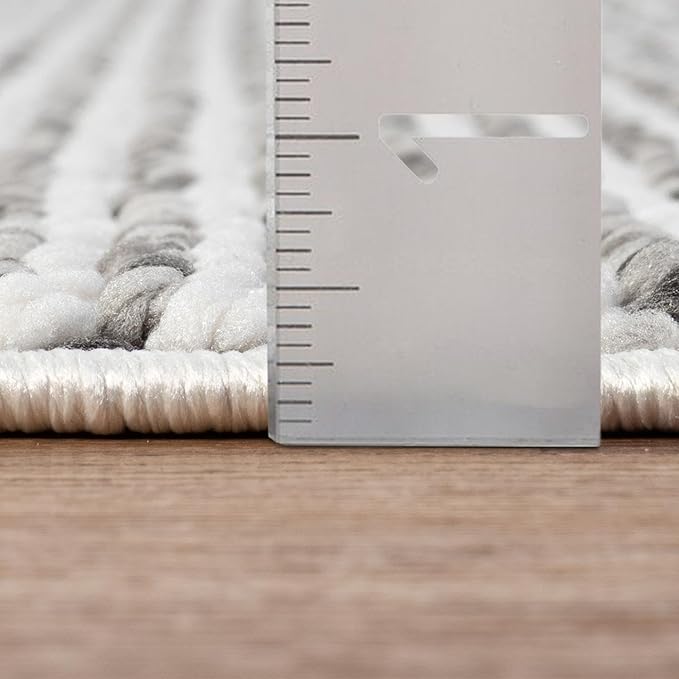 LUXE WEAVERS Solid Machine Woven White Dark Gray 8x10 Area Rug, Indoor Stain-Resistant Carpet