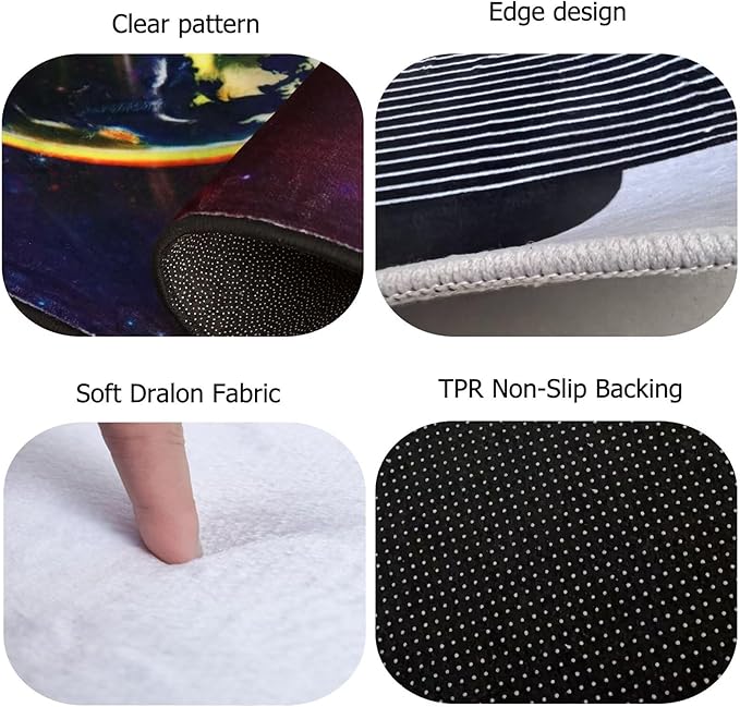 Purple Galaxy Rug Space Rugs Colorful Throw Rug Non-Slip Sun and Cloud Carpet Doormats for Living Room Bedroom Apartment Dorm Floor Mat 63 in x 31 in