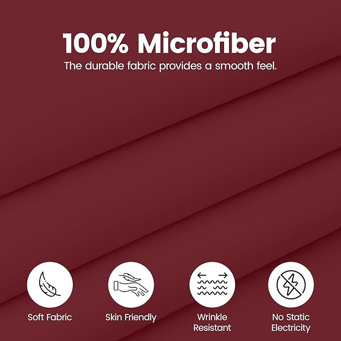 Utopia Bedding Twin Bed Skirt - Soft Quadruple Pleated Ruffle - Easy Fit with 15 Inch Tailored Drop - Hotel Quality, Shrinkage and Fade Resistant (Twin, Burgundy)
