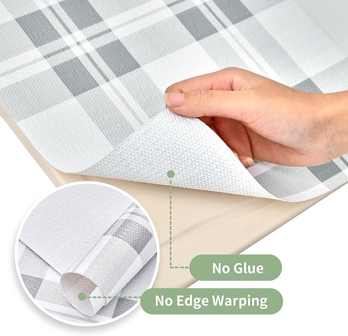 Drawer and Shelf Liner for Kitchen Cabinet: 17 in X 30 Ft Non Slip Waterproof Shelf Paper Non Adhesive Refrigerator Liners Light Grey Lattice Easy Liners for Bathroom