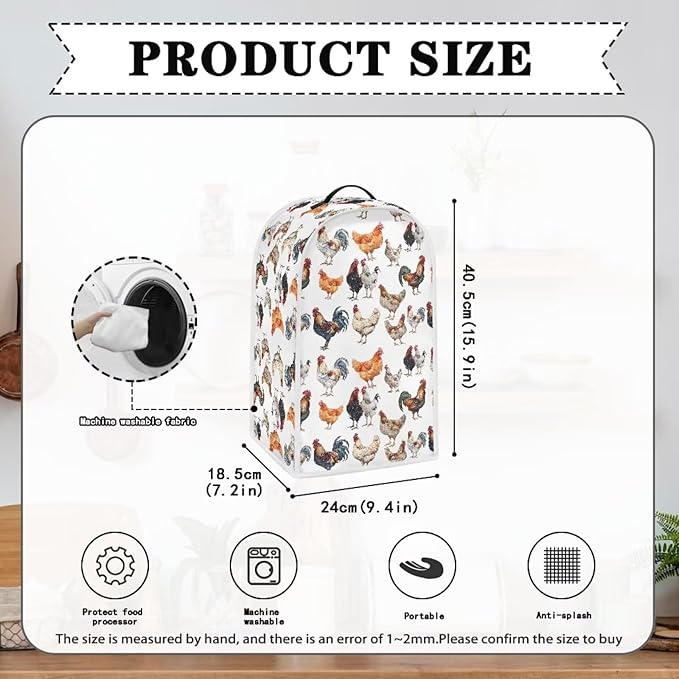 Chicken Pattern Kitchen Blender Dust Cover, Food Processor Stand Mixer Case, Coffee Maker Appliance Cover for Home Kitchen Indoor
