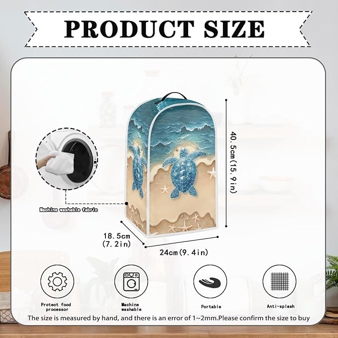 Talayituse Beach Turtle Starfish Print Blender Dust Cover, Fingerprint Protection Cover for Stand Mixer or Coffee Machine, Home Kitchen Appliance Covers for Stain Dust Resistant Supplies