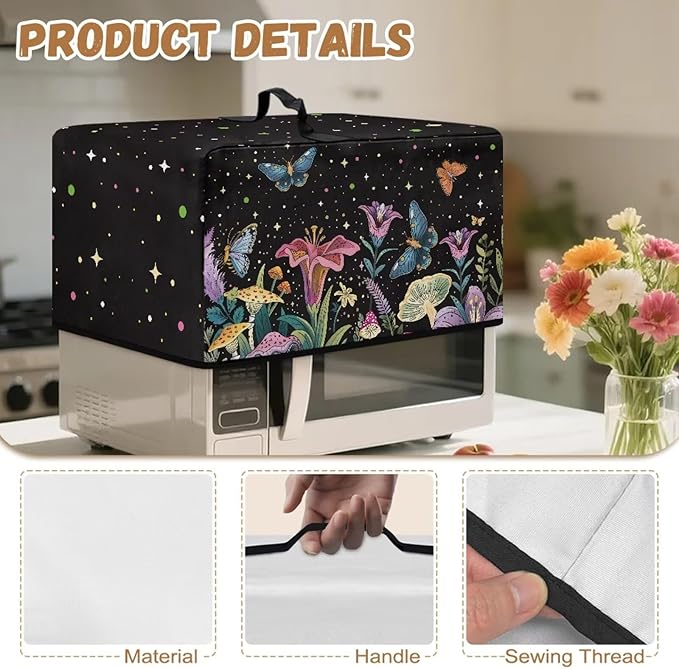 Microwave Oven Cover, Butterfly Heat-Resistant Polyester Machine Protector Decorative Kitchen Appliance Covers Waterproof Microwave Oven Cover for Most Countertop Microwaves