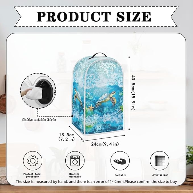 Talayituse Turtle Starfish Coral Print Blender Dust Cover, Fingerprint Protection Cover for Stand Mixer or Coffee Machine, Home Kitchen Appliance Covers for Stain Dust Resistant Supplies