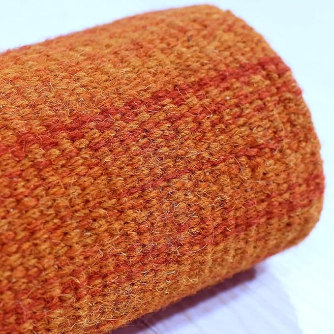 HAND WOVEN FLAT WEAVE KILIM WOOL ECO-FRIENDLY AREA RUGS - 6'x9', Rectangle Shape, Dark Orange Color, Plain Solid Design, Low Pile Handmade Area Rugs for Living Room, Bed Room (D00111)