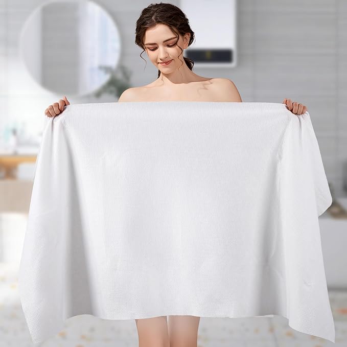3 Pack Disposable Bath Towel 56'' x 27.5'' Disposable Body Towels for Travel, Durable Large Portable Towels for Camping Beach Swimming SPA, Individually Packed
