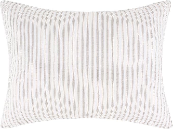 Levtex Home Tobago Stripe Taupe Reversible Full/Queen Quilt Set (88x92in) and 2 Pillow Shams (26x20in) - Striped - Taupe, White - Cotton Full/Queen Size Quilt Bedding Set - Lightweight Soft Pre-Washed
