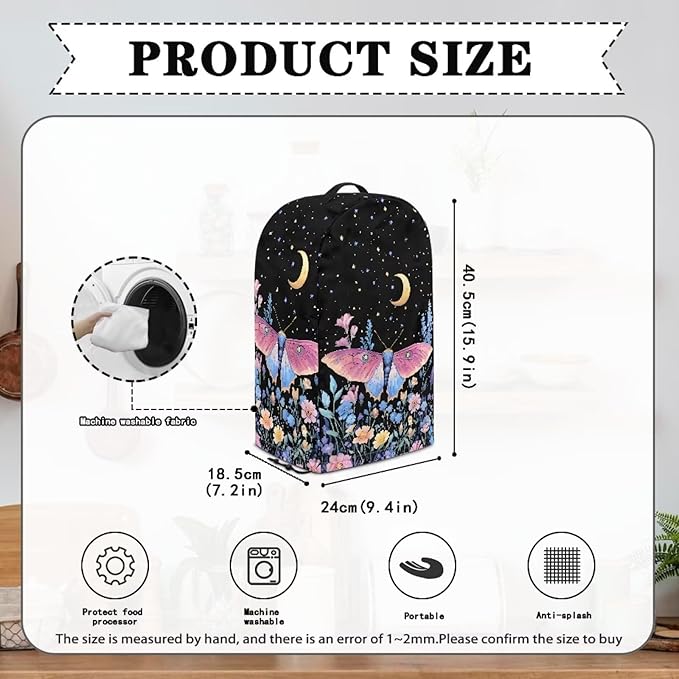 Butterfly Moon Blender Dust Cover, Drawstring Stand Mixer or Coffee Maker Appliance Covers, Anti Fingerprint Dust Proof Stain Resistant Blender Covers for Home Kitchen Decor