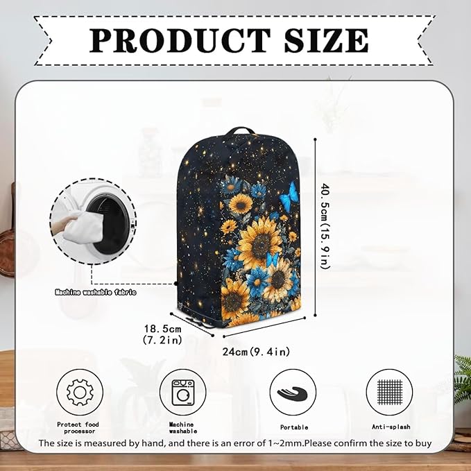 Butterfly Flower Print Blender Dust Cover Stand Mixer or Coffee Maker Appliance Cover with Drawstring, Anti Fingerprint Dust Proof Stain Resistant Blender Covers for Home Kitchen
