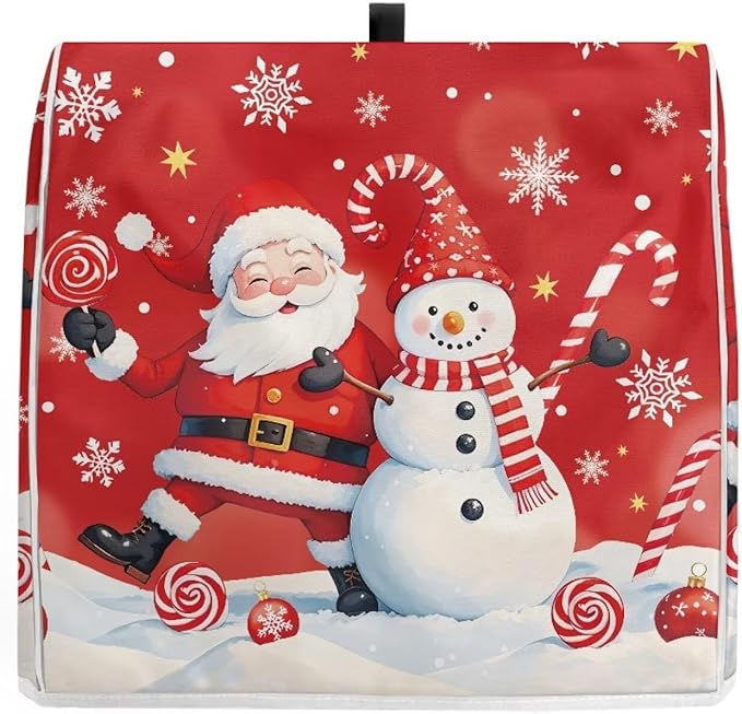 Santa Claus Mixer Cover for Kitchen Aid 4.5-5 Quart Stand Mixers, Universal Kitchen Appliance Dust Cover Washable Dustproof Cloth Cover with Pocket for Kitchenware Gift for Christmas