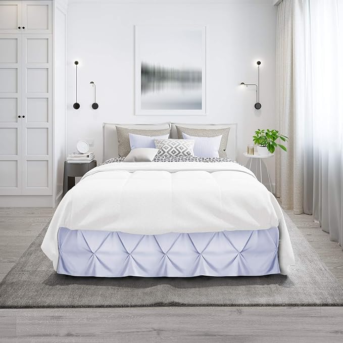 Nestl Ice Blue Bed Skirt Queen Size, Pinch Pleat Queen Bed Skirt, 14" Inch Drop Queen Bedskirt, Hotel Quality Ice Blue Bed Skirts, Premium Microfiber Bedskirt for Queen Bed, Ice Blue Queen Bed Skirt
