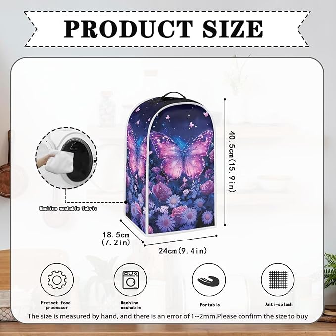 Talayituse Butterfly Rose Daisy Flower Print Blender Dust Cover, Fingerprint Protection Cover for Stand Mixer or Coffee Machine, Home Kitchen Appliance Covers for Stain Dust Resistant Supplies