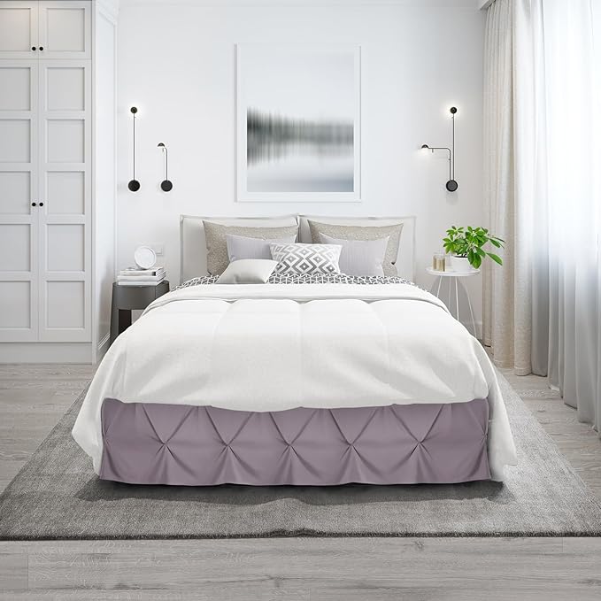 Nestl Dusty Purple Bed Skirt Full Size, Pinch Pleat Full Bed Skirt, 14" Inch Drop Full Bedskirt, Hotel Quality Dusty Purple Bed Skirts, Microfiber Bedskirt for Full Bed, Dusty Purple Full Bed Skirt