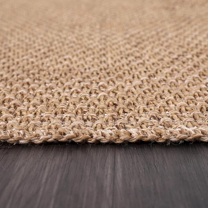 Easy Jute Rug 9x12 Indoor Outdoor Natural Rugs Solid Fiber Rug Woven Area Rug Boho Easy Clean Inside Carpet for Living Room Bedroom Dining Room Hallway or Outdoor Patio Porch (9 X 12 Natural)