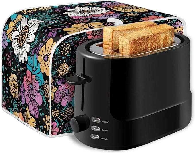 Flower 4 Slice Bread Maker Cover for Kitchen, Dustproof Toaster Cover Suitable for Standard Size Bread Machine, Small Kitchen Appliance