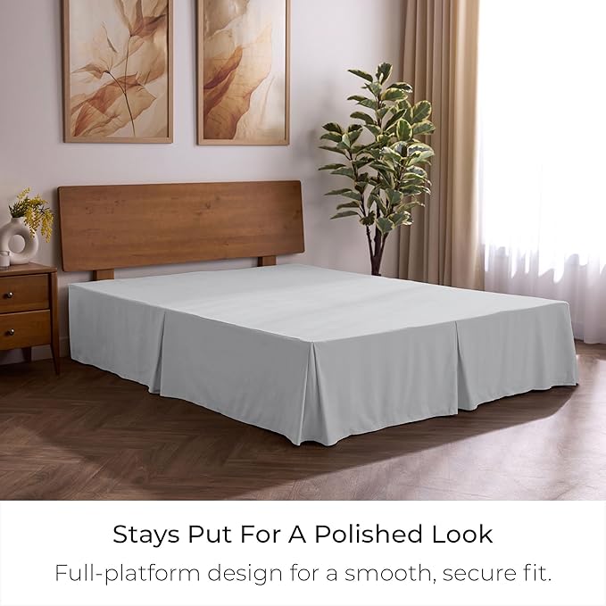 Mellanni Bed Skirt Twin XL Size - Bed Skirting - 15-Inch Tailored Drop Pleated Dust Ruffle - Hotel Luxury Bedding - Wrinkle, Fade, Stain Resistant - 1 Bedskirt (Twin XL, Light Gray)