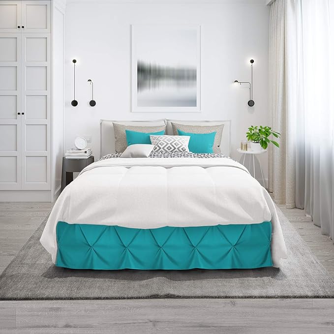 Nestl Premium Microfiber Bedskirt - King Size, Pinch Pleat, 14" Drop, Hotel Quality, Teal