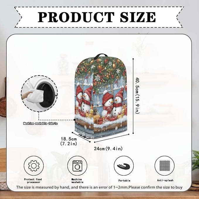 Xmas Snowman Print Blender Dust Cover, Stand Mixer or Coffee Maker Appliance Covers with Drawstring, Anti Fingerprint Dust Stain Resistant Blender Cover for Home Kitchen