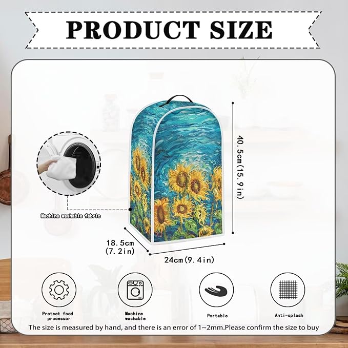 Sunflower Pattern Blender Dust Cover for Stand Mixer or Coffee Maker Appliance, Anti Fingerprint Polyester Dust Proof Stain Resistant Blender Cover for Home Kitchen