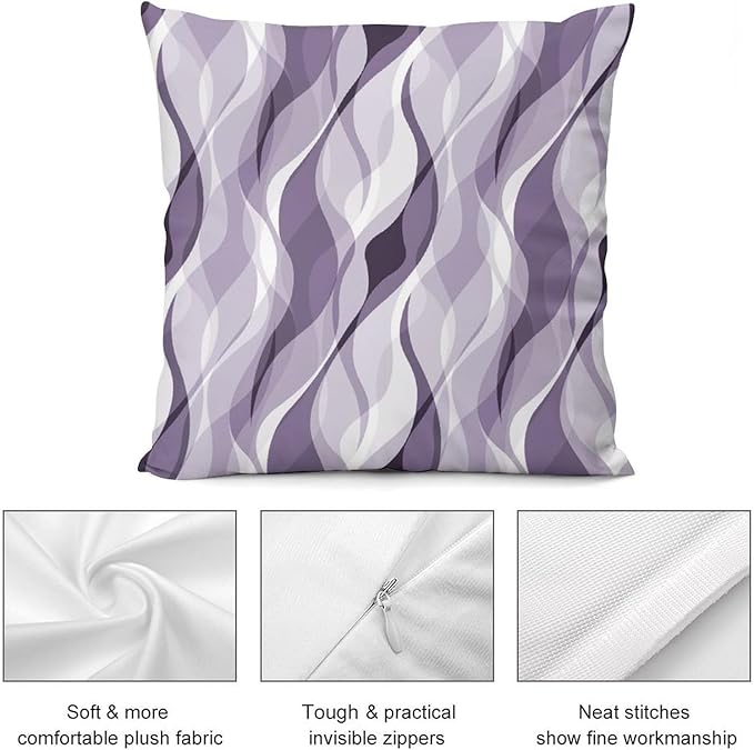 Lavender Throw Pillow Covers Modern Purple and Grey Striped Decorations for Bedroom Living Room Farmhouse Sofa Pillows Bed Couch 22x22 Inch