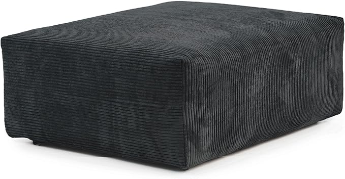 JACH 39.37" Oversized Ottoman Seater for Living Room, Deep Seat Extra Sofa Seater, Minimalist Chaise Ottoman, Modern Corduroy Ottomans for Living Room, Apartment, Black 