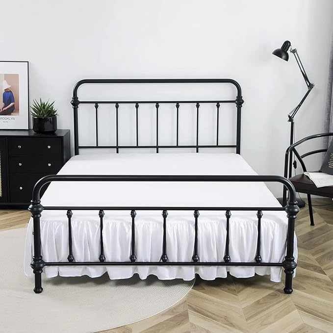 Bed Skirt Full Size Ruffled Bed Skirts with Split Corners, 15 Inch Drop Dust Ruffle Bed Skirt with Platform, White